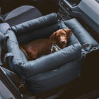 Dog Car Seat — Elevated Faux Leather Booster for Calm, Secure Travel