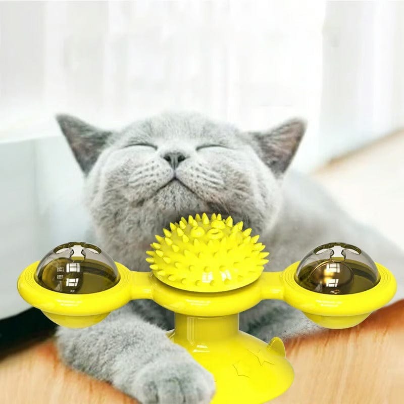 Cat Windmill Toy with Catnip — Spinning LED Interactive Play