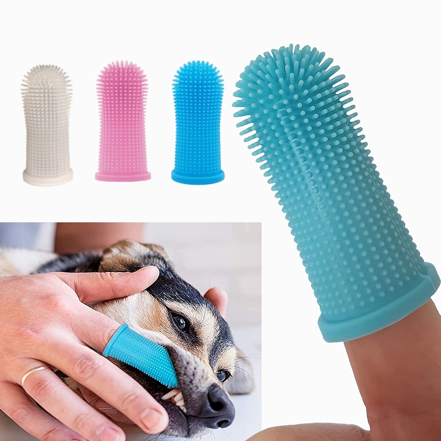 Escova Dental de Silicone para Pets - Limpeza e Saúde Bucal Madrupet 
