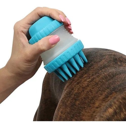 2-in-1 Pet Bath Brush – Silicone Shampoo Dispenser for Dogs and Cats