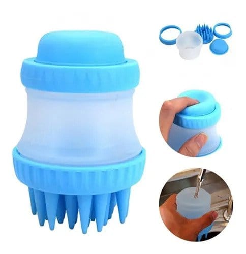 2-in-1 Pet Bath Brush – Silicone Shampoo Dispenser for Dogs and Cats