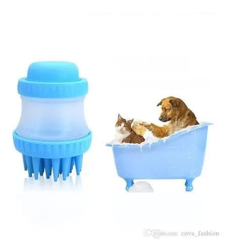 2-in-1 Pet Bath Brush – Silicone Shampoo Dispenser for Dogs and Cats