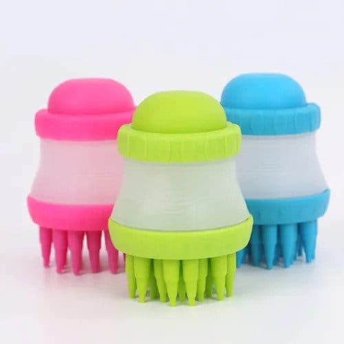 2-in-1 Pet Bath Brush – Silicone Shampoo Dispenser for Dogs and Cats