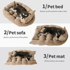 3-in-1 Convertible Pet Bed – Nest, Mat & Travel Comfort Anywhere