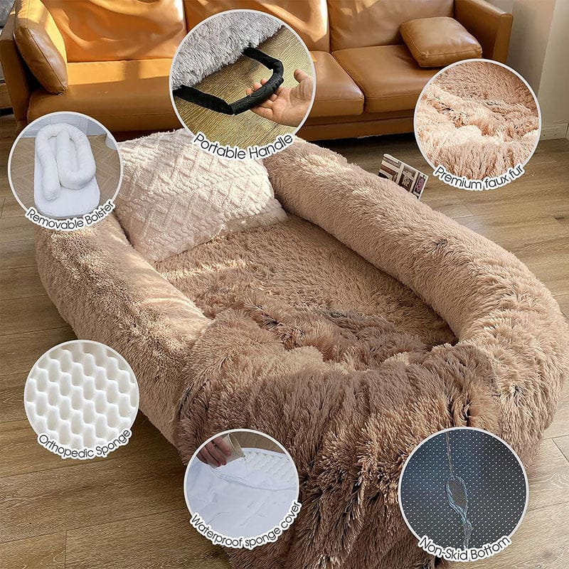 Human-Sized Dog Bed – Oversized Plush Bed with Donut Bolster for Dogs