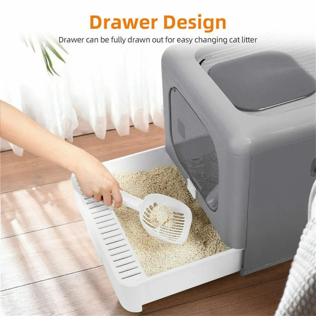 Enclosed Cat Litter Box with Odor Control and Leak-Proof Design
