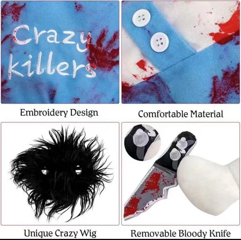 Chucky Pet Costume – Scary & Hilarious Halloween Outfit for Dogs & Cats