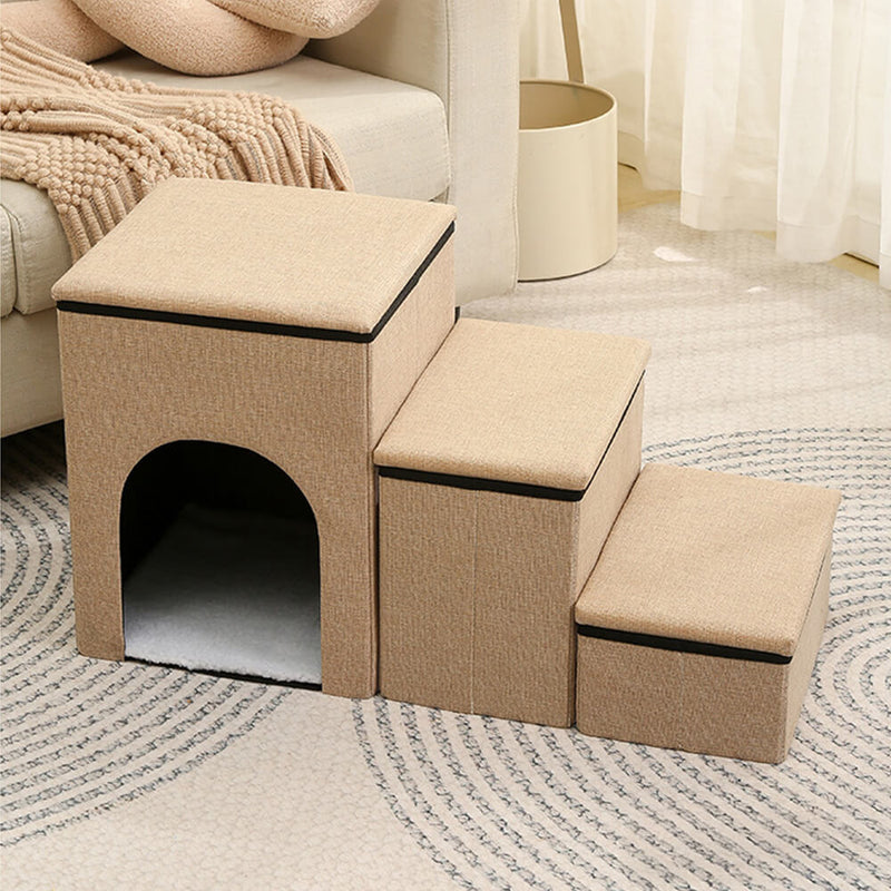 Portable Foldable Dog Stairs – Multi-Functional with Storage & Built-In Condo