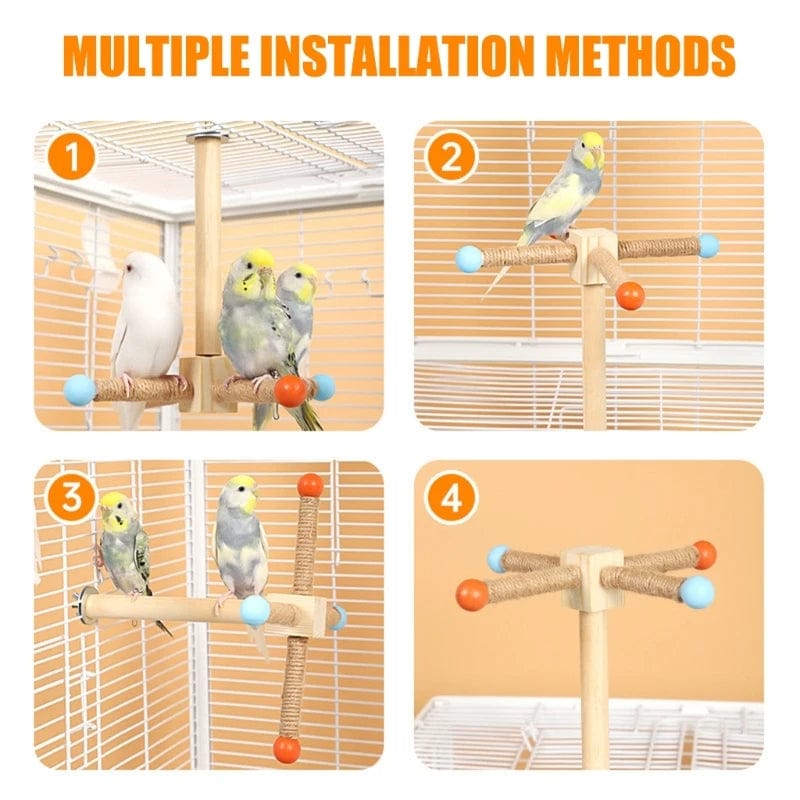 Natural Wooden Bird Perch – Chew and Rest Perch for Bird Cages