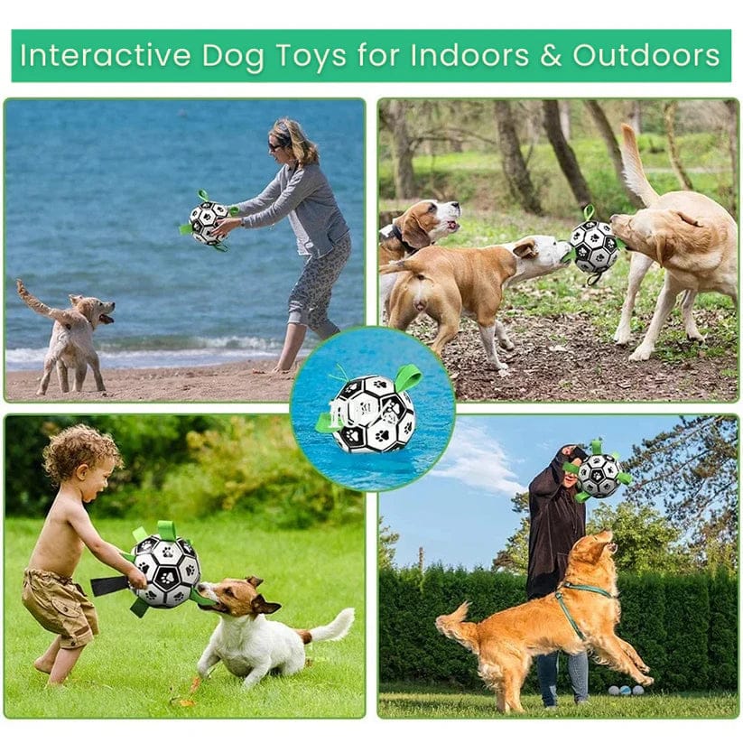 Interactive Dog Soccer Ball – Fetch and Tug Toy with Handles for Dogs