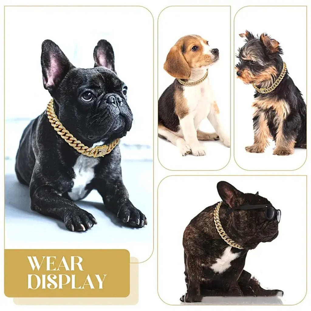Cuban Chain Style Pet Collar — Bold Fashion Design for Dogs and Cats