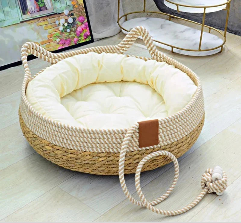 Rustic Elevated Cat Bed — Breathable Summer Design for Cool, Comfortable Rest