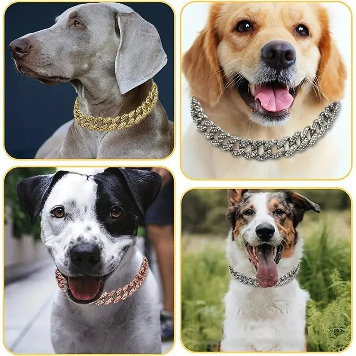 Cuban Chain Style Pet Collar — Bold Fashion Design for Dogs and Cats