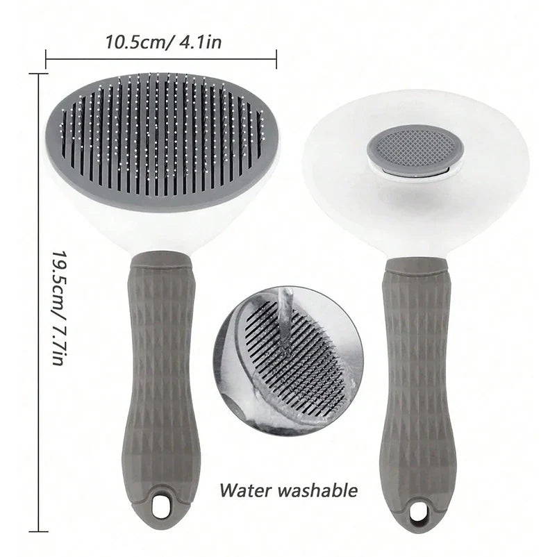 Pro Deshedding Comb with Self-Cleaning Button — Stainless Steel for Dogs and Cats