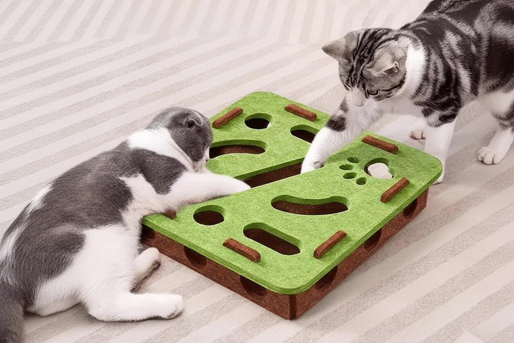 Cat Puzzle Feeder Box — Mental Stimulation and Treat Dispensing Challenge