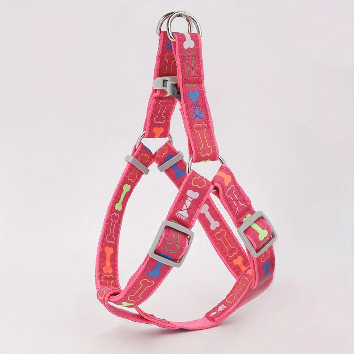Adjustable Dog Harness — Colorful Bone Print, Comfortable Fit