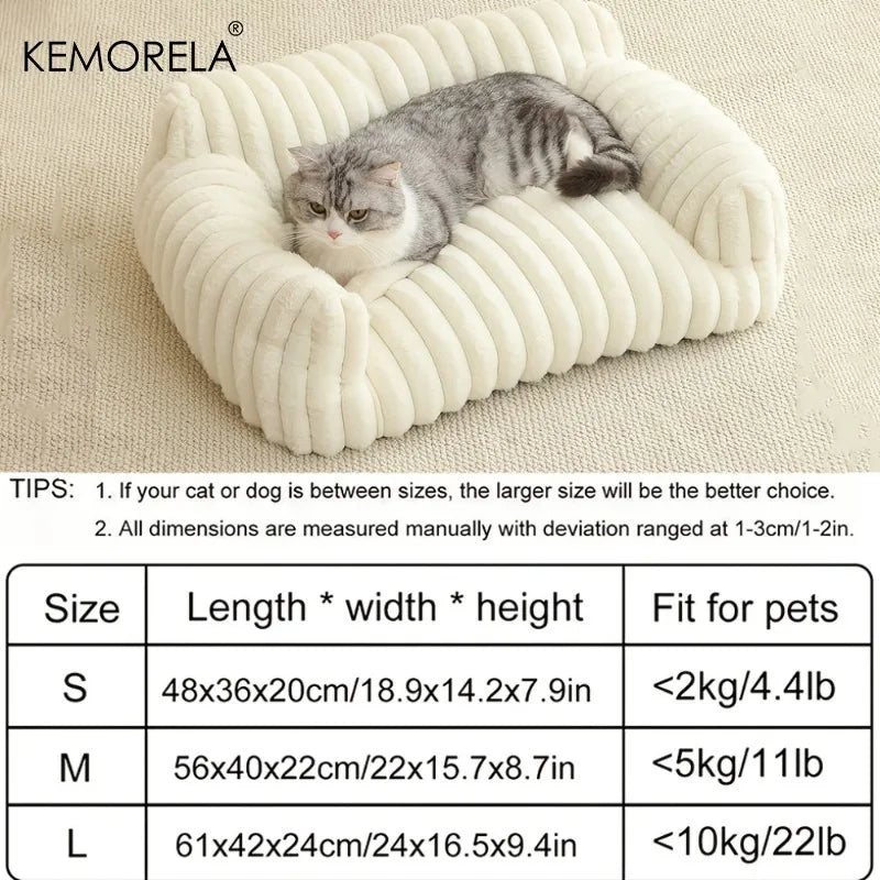 Pet Sofa Bed — Striped, Comfortable Lounger for Dogs and Cats