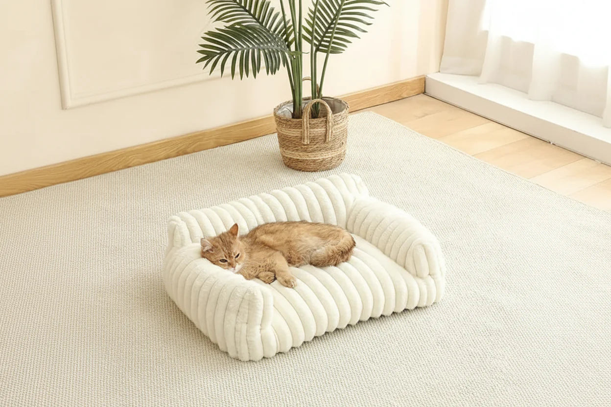 Pet Sofa Bed — Striped, Comfortable Lounger for Dogs and Cats