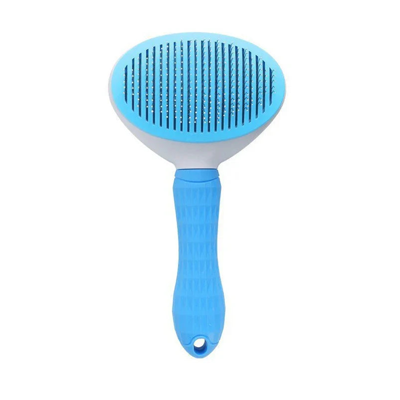 Pro Deshedding Comb with Self-Cleaning Button — Stainless Steel for Dogs and Cats