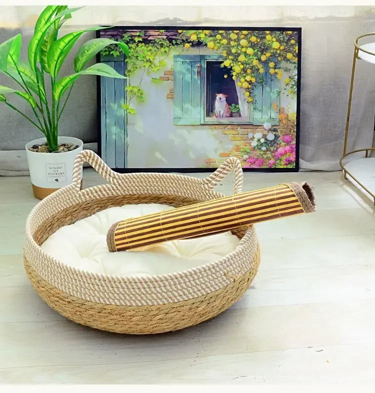 Rustic Elevated Cat Bed — Breathable Summer Design for Cool, Comfortable Rest