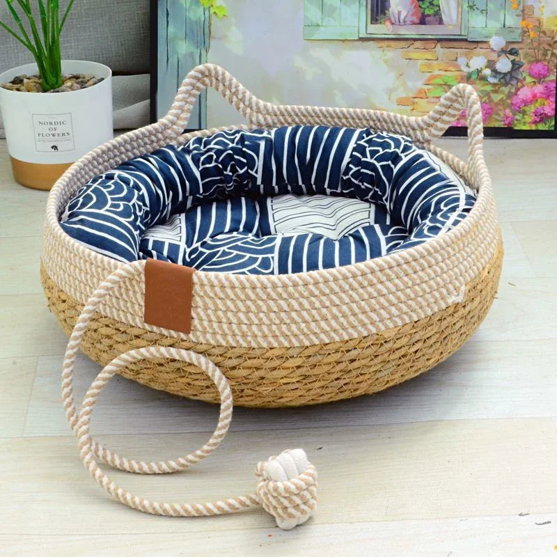 Rustic Elevated Cat Bed — Breathable Summer Design for Cool, Comfortable Rest