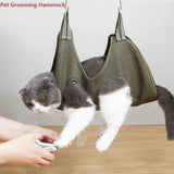 Pet Grooming Hammock — Nail Trimming and Grooming Restraint Net with Reinforced Frame