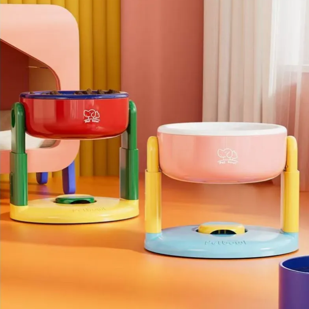 Elevated Adjustable Cat Bowl — Non-Slip Base and Ergonomic Height