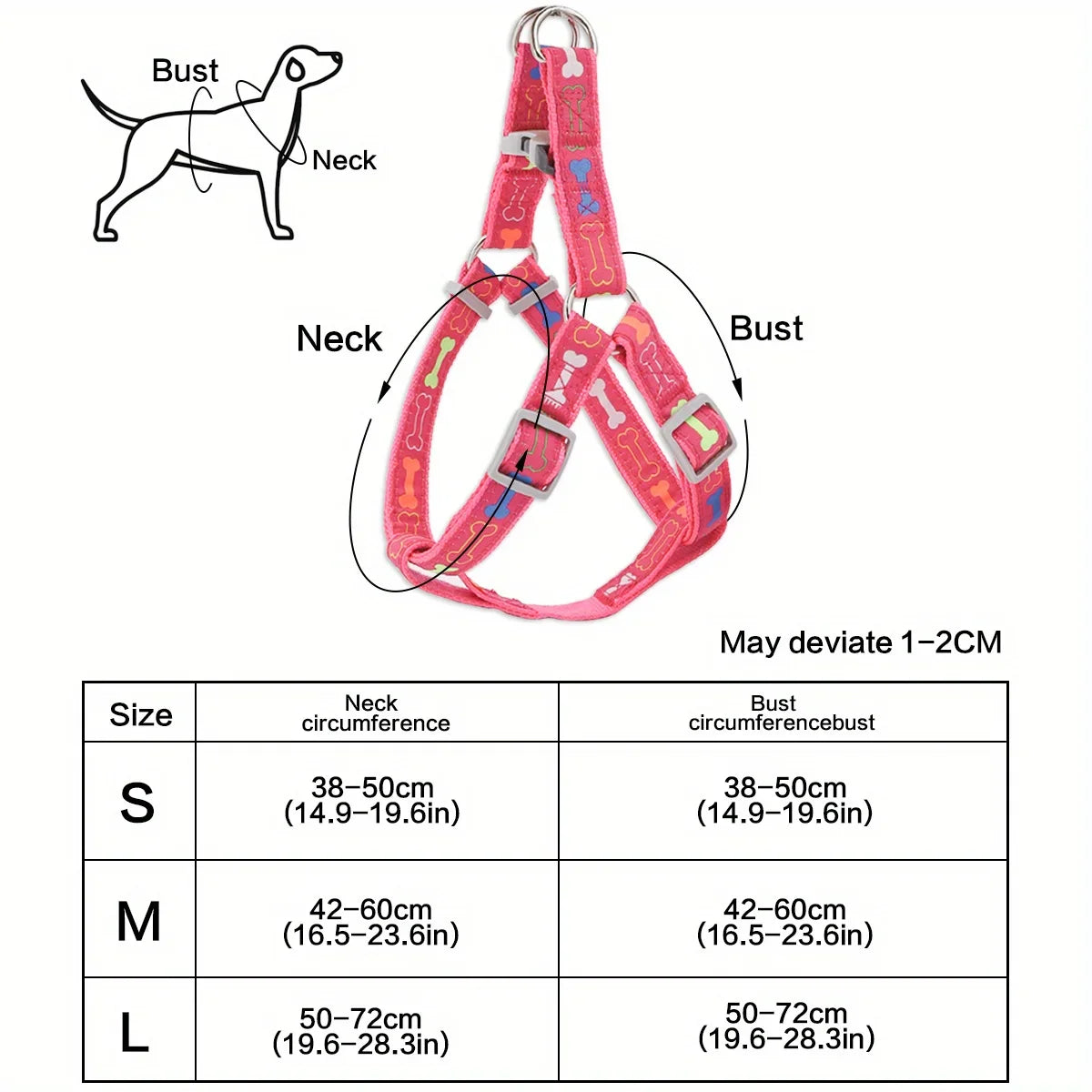 Adjustable Dog Harness — Colorful Bone Print, Comfortable Fit
