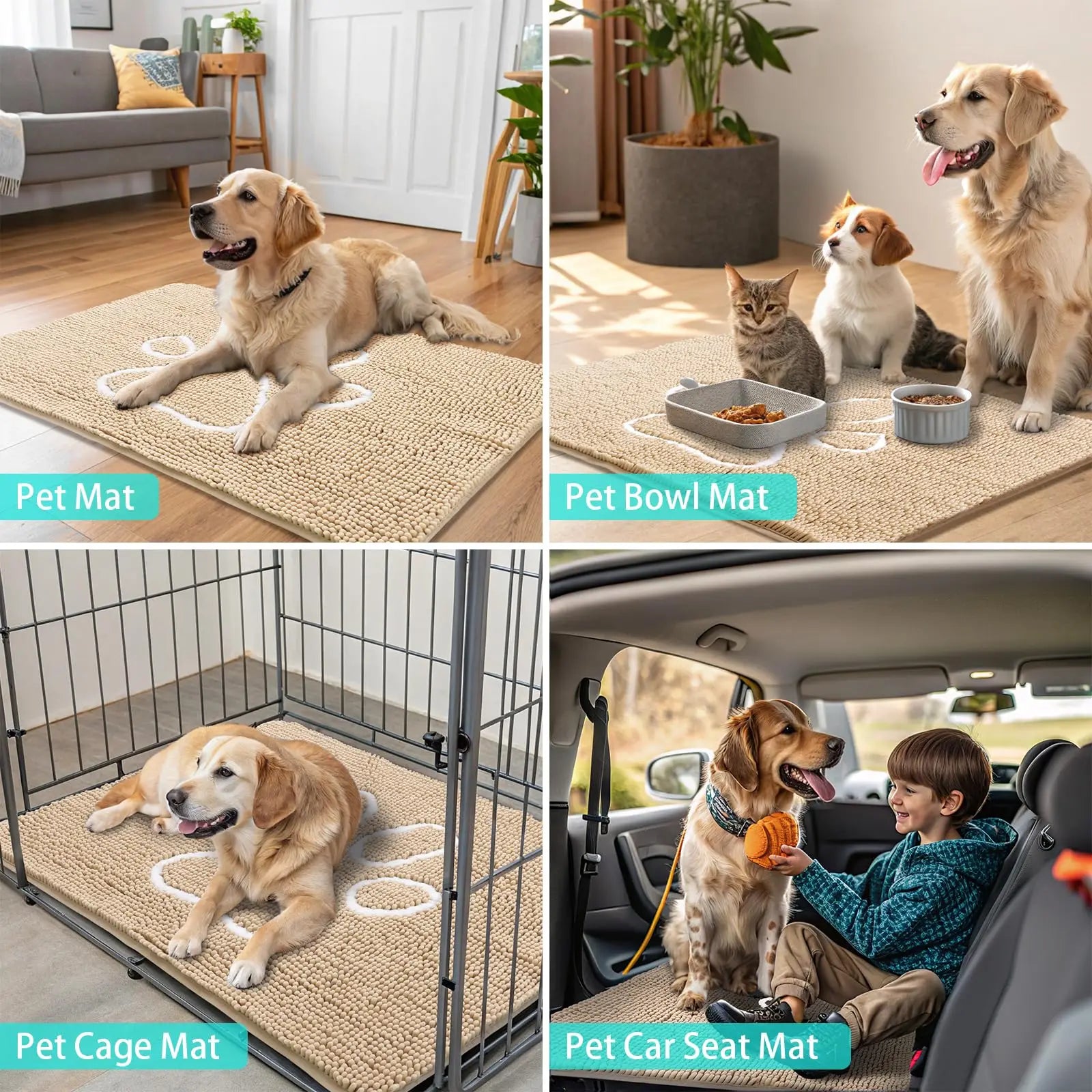 Chenille Pet Rug — Non-Slip Dirt-Trapping Mat for Any Room