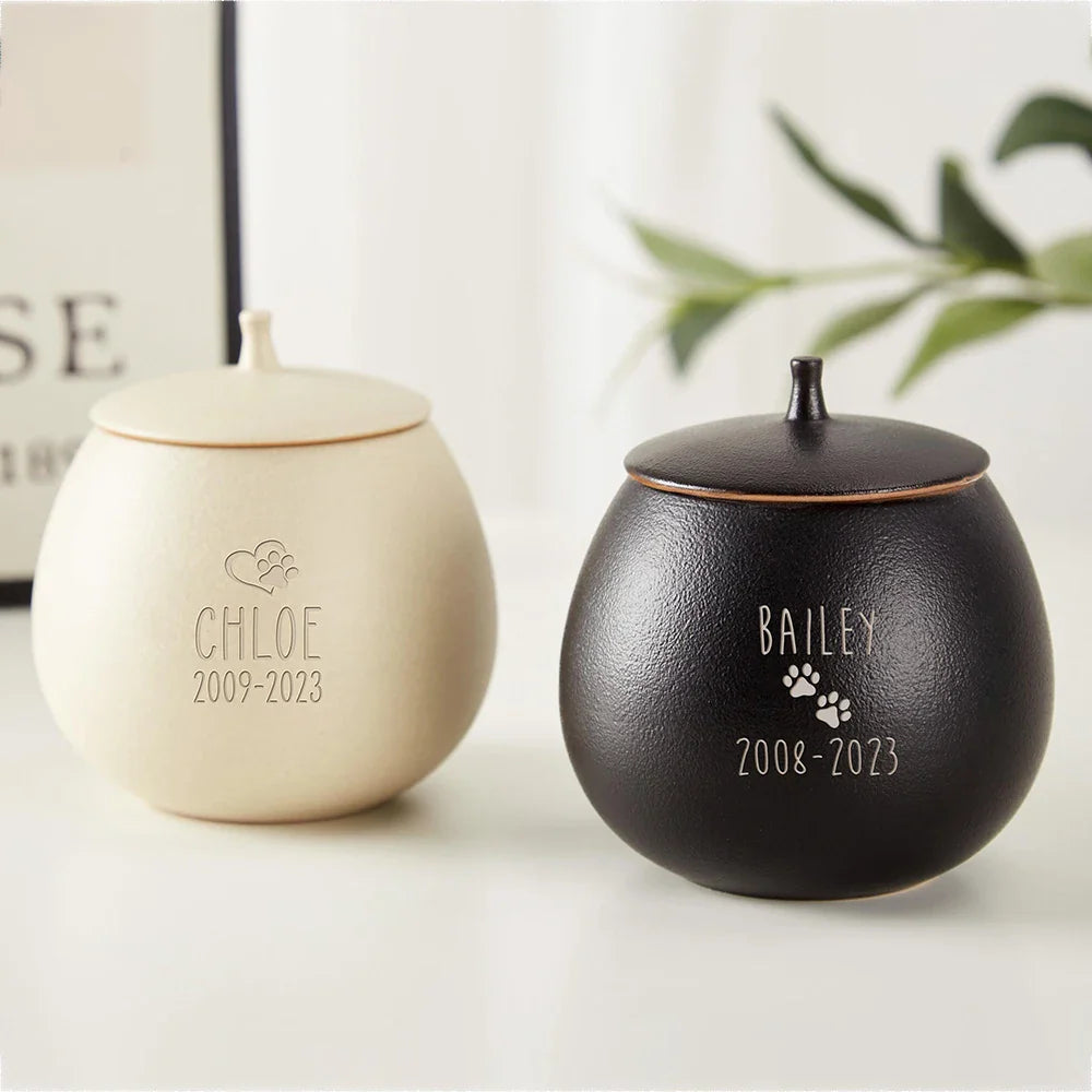 Personalized Ceramic Pet Memorial Urn — Custom Name and Tribute