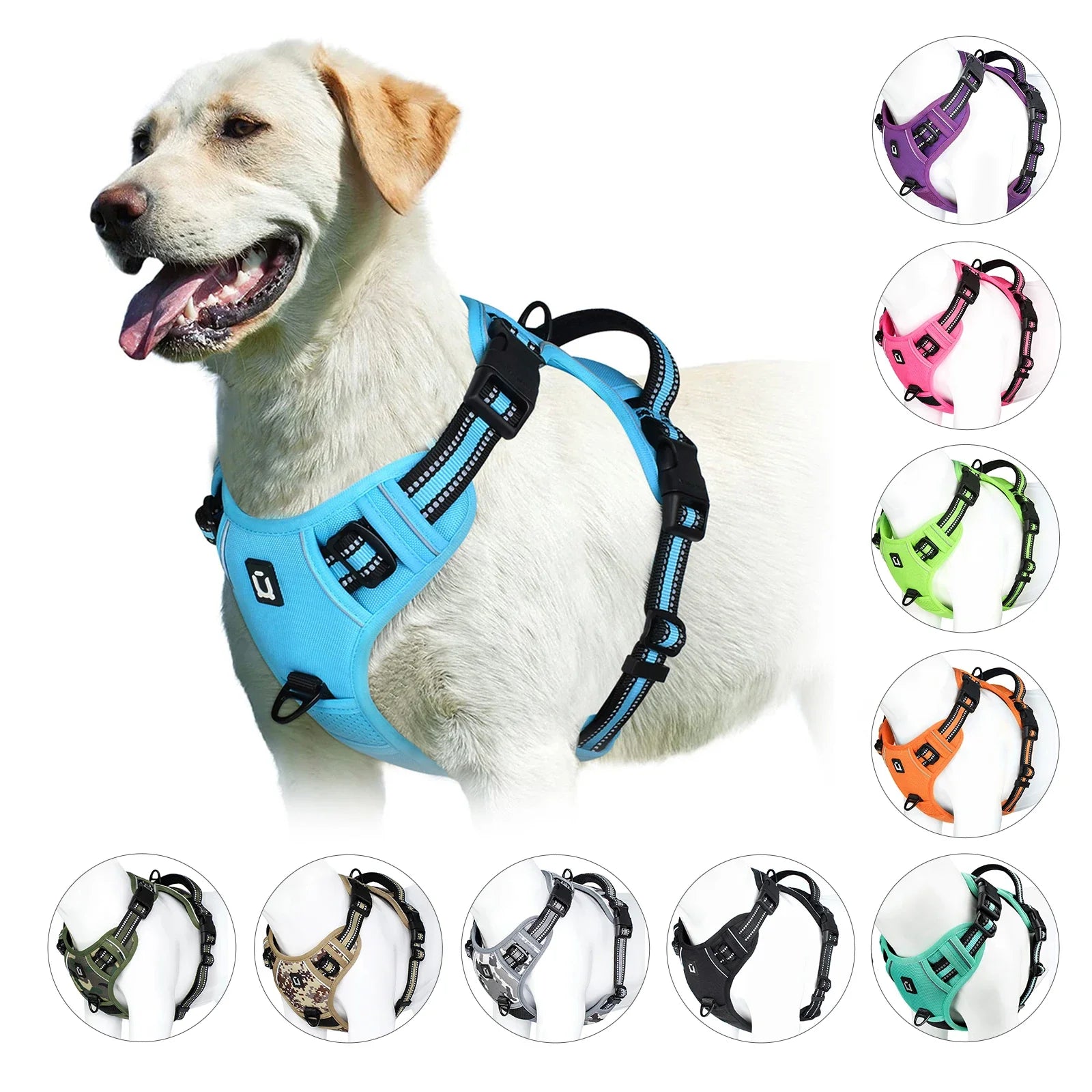 No-Pull Dog Harness with Dual D-Rings and Reflective Strip — Full Control Day and Night
