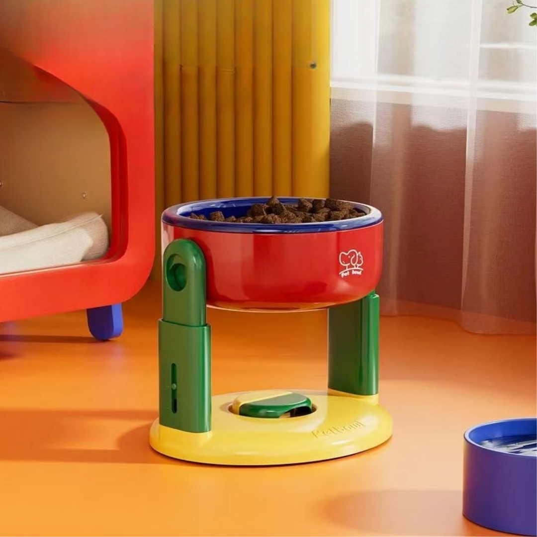 Elevated Adjustable Cat Bowl — Non-Slip Base and Ergonomic Height