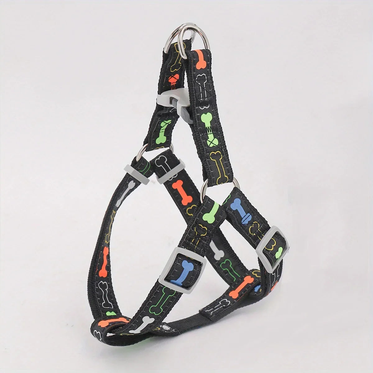Adjustable Dog Harness — Colorful Bone Print, Comfortable Fit