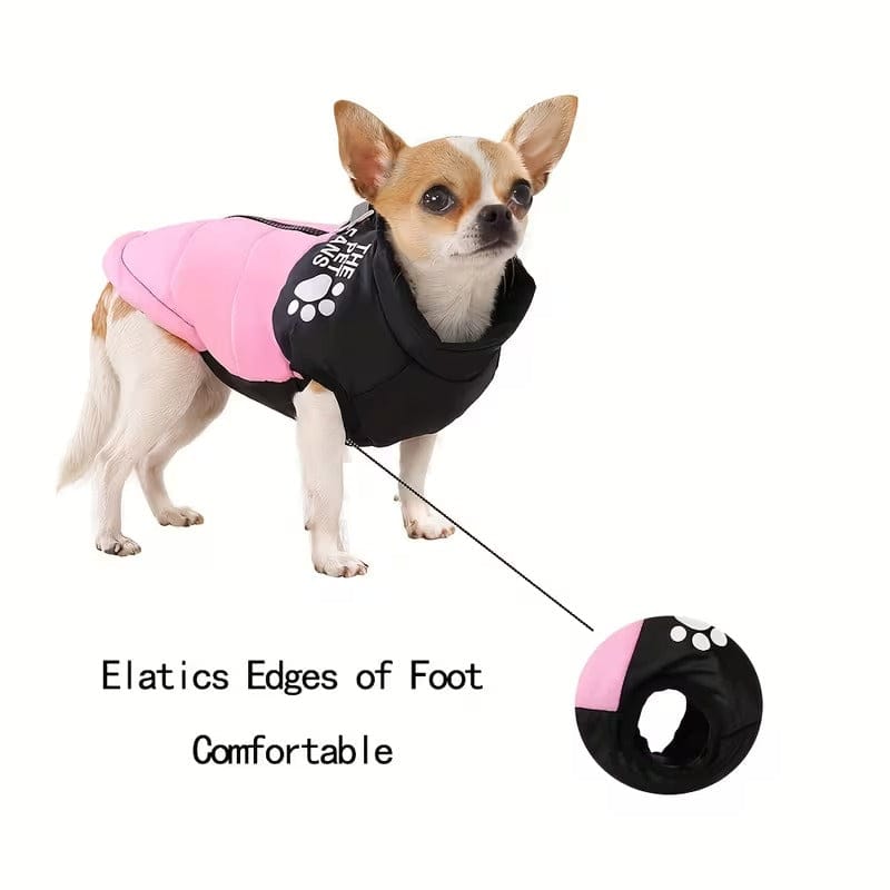 Full-Zip Puffer Dog Jacket — Easy-On Winter Coat with Leash Ring