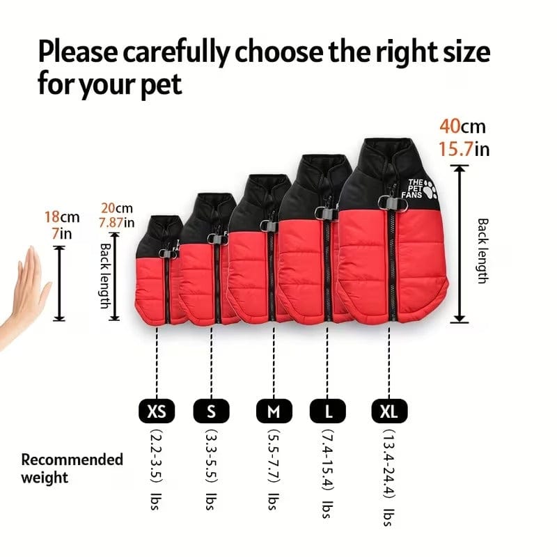 Full-Zip Puffer Dog Jacket — Easy-On Winter Coat with Leash Ring
