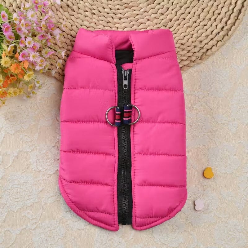 Waterproof Puffer Dog Vest — Lightweight Winter Warmth with Leash Ring