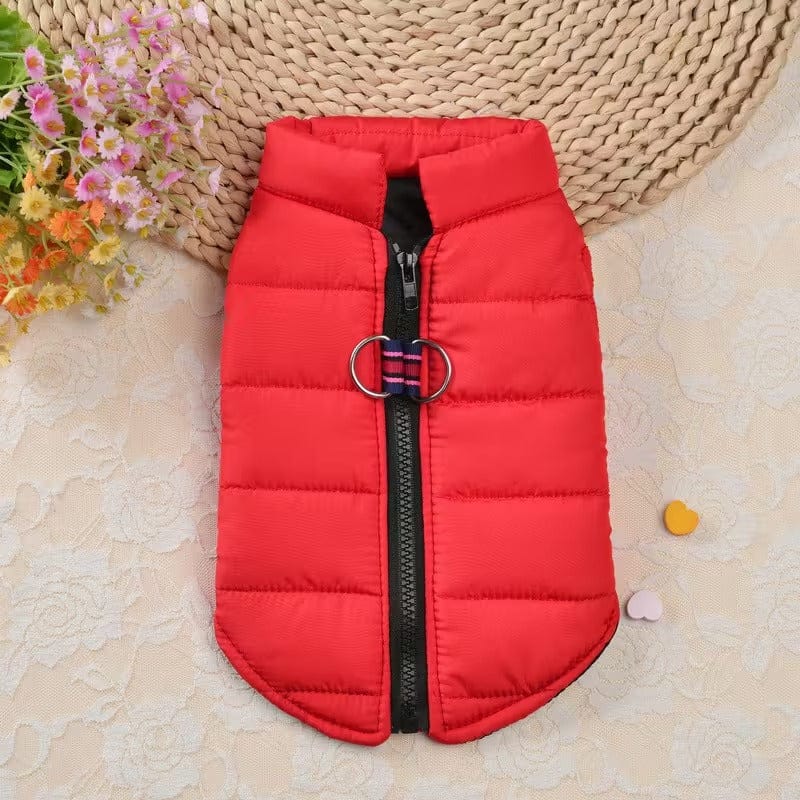Waterproof Puffer Dog Vest — Lightweight Winter Warmth with Leash Ring