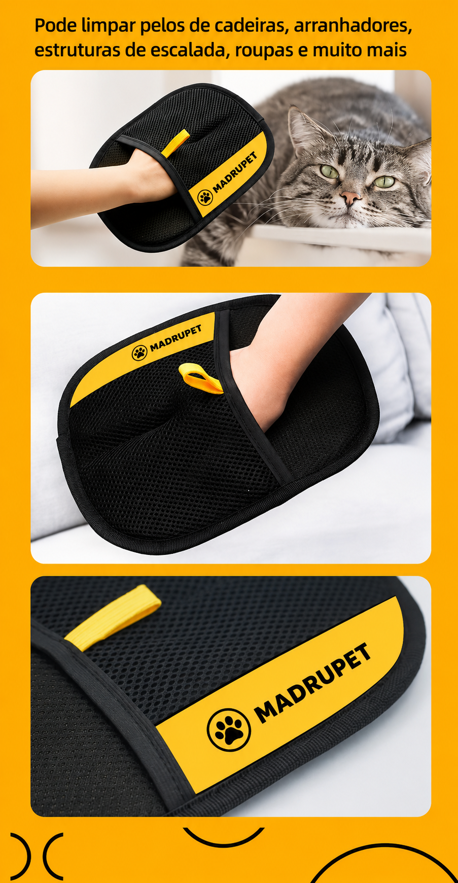 Electrostatic Pet Hair Removal Glove — Removes Fur from Sofas, Clothes and Rugs Instantly