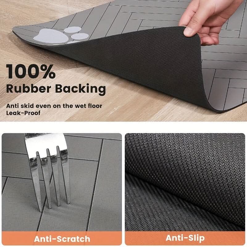 Non-Slip Pet Bowl Mat — Waterproof Floor Protector for Feeding Areas