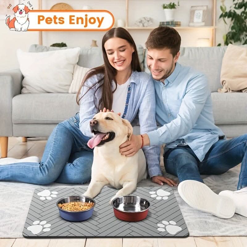 Non-Slip Pet Bowl Mat — Waterproof Floor Protector for Feeding Areas